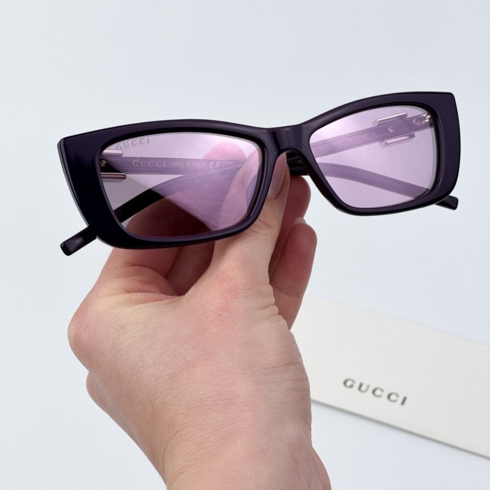 Gucci Women BRAND NEW Sunglasses Violet Mirror Cat Eye GG1681S 005 - Picture 2 of 9